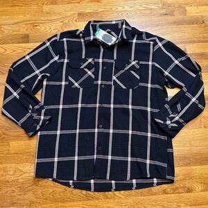 Pacific Trail Men’s XL Cotton Blue White Stripe Textured Button Down Flannel New